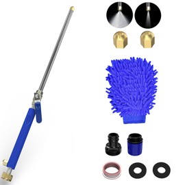 Karveden High Pressure Washer Wand, Hydro Jet Nozzle Power Washer Tools with 2 Different Pressurizing Nozzles and Hose Quick Connectors for Car Washing, Garden Cleaning, Patio, 18Inch Blue