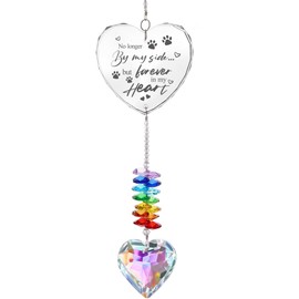 Pet Memorial Crystal Suncatcher Gifts for Loss of Dog/Cat, Window Hanging Crystal Heart Prism Sun Catcher Rainbow Maker Pendant
