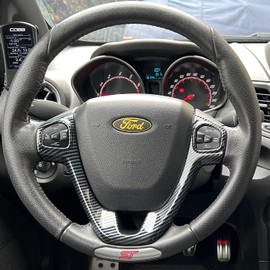 ruihe Carbon Fiber Color Steering Wheel Cover Trim Fit for Ford Fiesta 2012 2013 2014 2015 2016 2017 2018