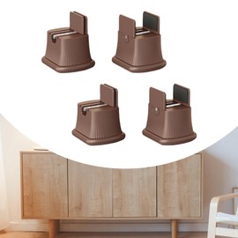 Fenteer 4x Bed Leg Riser, Sofa Chair Table Riser, Heavy Duty Anti Slip Height Extenders Furniture Riser for Table Home Chair, Brown