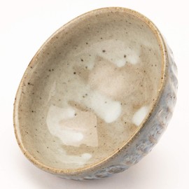 Marui Seitou MR-3-3489 Shigaraki Ware Hechimon Rice Bowl, Small, Blue Hagi Carving, 4.5 inches (11.5 cm)