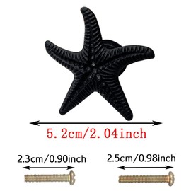 LLHDKF 6 Pack Starfish Shape Knobs Drawer Pulls Ocean Style Dresser Knobs Cabinet Knobs for Kitchen Cabinet Cupboard Home Décor (Black)