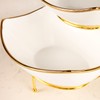 jinsongdafa 3-Tier Serving Rack Ceramic Bowls, Foldable Gold Stand with