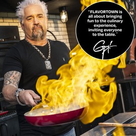 Guy Fieri's Flavortown 2-Piece Ceramic Cookware Set, Nonstick Frying Pan Set 10" and 12", Kitchen Cookware, Made without PFAS PTFE PFOA, Oven and Dishwasher Safe, Easy to Clean Everyday Cookware