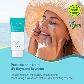 SCINIC Enjoy Super Mild Sun Essence 2 Set SPF50+ PA++++ 1.69 fl oz (50ml) | Una esencia solar hidratante ligera que no deja sensación pegajosa | Cuida