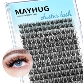 Mayhug Cluster Lashes, 144pcs Wispy Lash Clusters DIY 8-18mm Lash Extensions Super Volume Eyelash Clusters Reusable D Curl Individual Lashes (Sexy Baby)