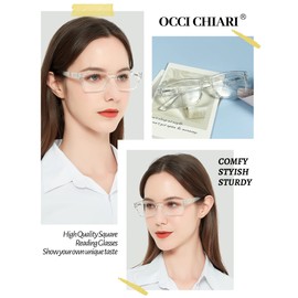 OCCI CHIARI Womens Reading Glasses Square Reader Narrow Face 1.0 1.25 1.5 1.75 2.0 2.25 2.5 2.75 3.0 3.5 4.0 5.0 6.0 (Black,200)