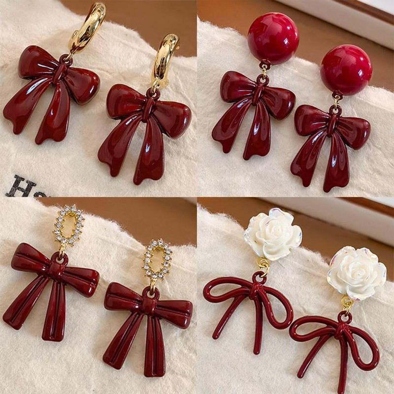 QREED 12pcs Red Bow Charm,Cute Charms Bowknot Pendant,Alloy Metal Charms