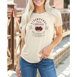 Women Old School Band Shirt Vintage Rock Music Tshirt Western Country Music Tees Strawberry Fields Rock Band Tee Tops