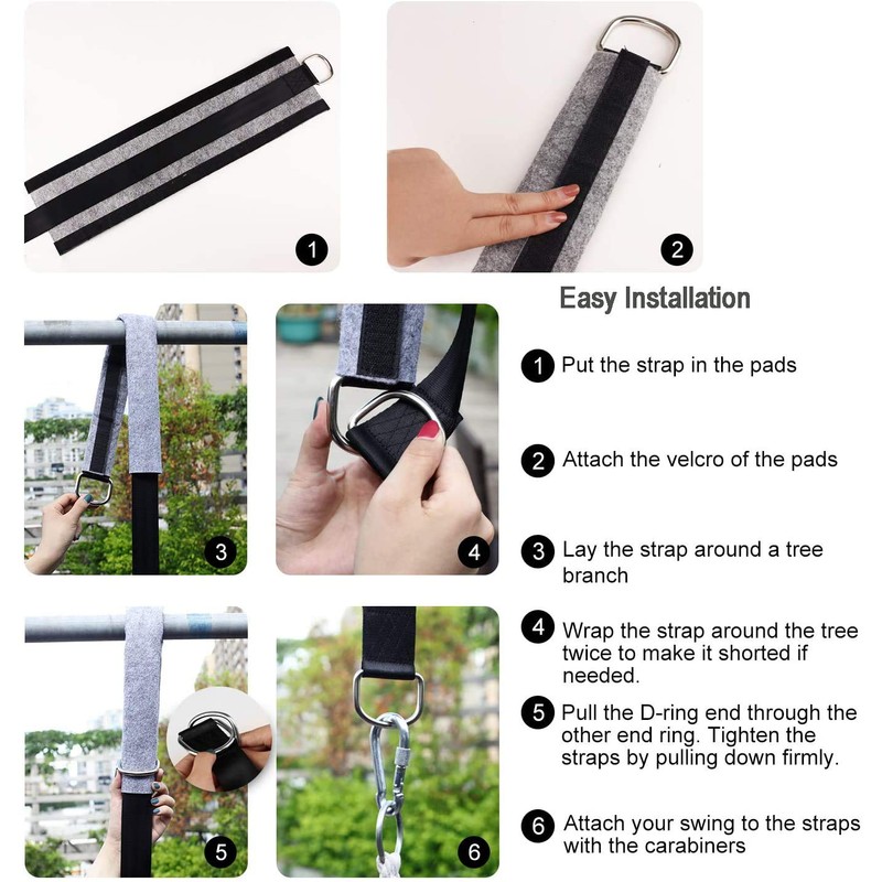 Haibro Tree Swing Straps Hanging Kit -Two 10Ft Long Hammock