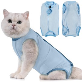 Avont Cat Recovery Suit - Kitten Onesie for Cats After Surgery, Cone of Shame Alternative Surgical Spay Suit for Female Cat, Post-Surgery or Skin Diseases Protection -Blue(L)