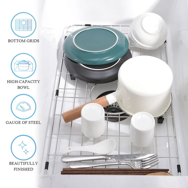 APPASO Kitchen Sink Grid and Stainless Steel Sink Protector, 24-1/8"