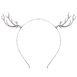 ZCMG Christmas Reindeer Antlers Headband Deer Elk Horns Hair Hoops Bands Headpiece Women Animal Hairband Xmas Festival Masquerade Halloween Parade Cosplay Dress Up Birthday Party Accessories Silver