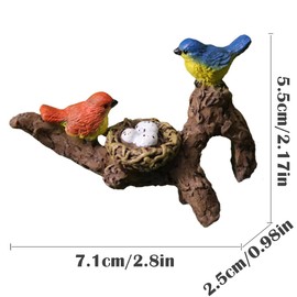 JARPSIRY Birds Perched on Branches Flower Pot Hugger Figurines, Mini Resin Birds Sculpture Outdoor Statues Planter Pot Terrarium Fish Tank Edge Bonsai Craft Decor Fairy Garden Accessories