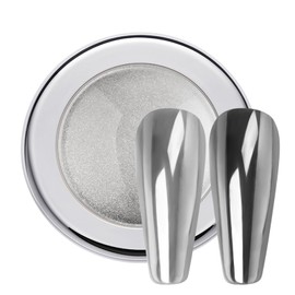 Pretty Diva Chrome Nail Powder - Silver Mirror Effect Nail Chrome Powders, Highlight Metallic Chrome Powder for Nail Art Pigment Chrome Powder for Nails (Silver, 1g)