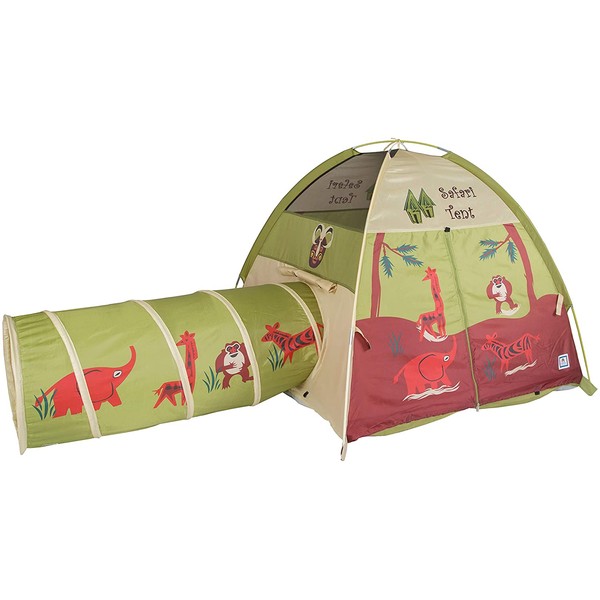 Pacific Play Tents 20435 Kids Safari Fun Dome Tent Crawl Tunnel Combo Indoor / Outdoor Fun,Multicolor