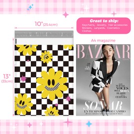 Fuxury Poly Mailers 10x13 Inch 50Pcs Retro Shipping Bags for Clothes Strong Adhesive Shipping Envelopes for Small Business Self Seal Poly Bag Mailing Envelopes Groovy Flower