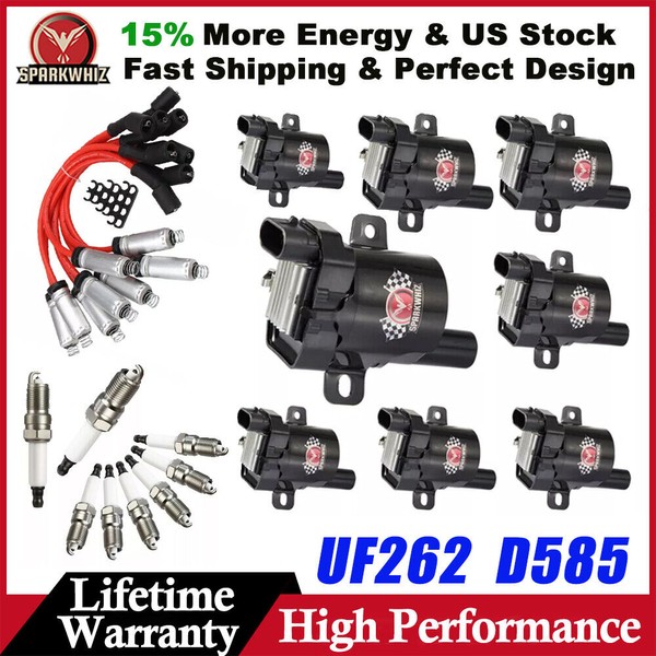 SPARKWHIZ 8PCS Round Ignition Coil Pack UF262 with Spark Plug