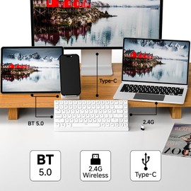 SEUNKWANG EWEADN MK84 75% Wireless Low Profile Mechanical Keyboard Tri-Mode Connect with White Backlight Mechanical Keyboard Wireless, Brown Switch Bluetooth/2.4GHz/USB-C Wired Cute Keyboard-White