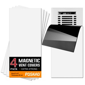 POSKAD Magnetic Vent Covers,Ultra Strong Vent Magnetic Covers for Floor, Wall, or Ceiling Vents and Air Registers, for RV, Home HVAC and AC Vents (8"×12"-4P)