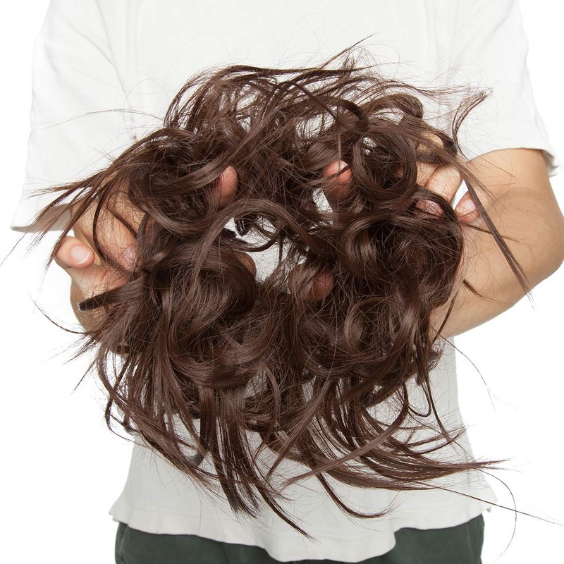 Tousled Updo Hair Extensions, Messy Bun Hairpiece, Hair Ties, Wavy