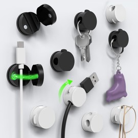 Sinoacc 10 Stück Kabelhalter Kabelclips [360° Drehbar] Magnetische Selbstklebende Kabel Organizer Für Schreibtisch, Wand, Telefon, Zuhause, Büro, Auto, Kompatibel Mit Kabel Bis Zu 7,5 Mm