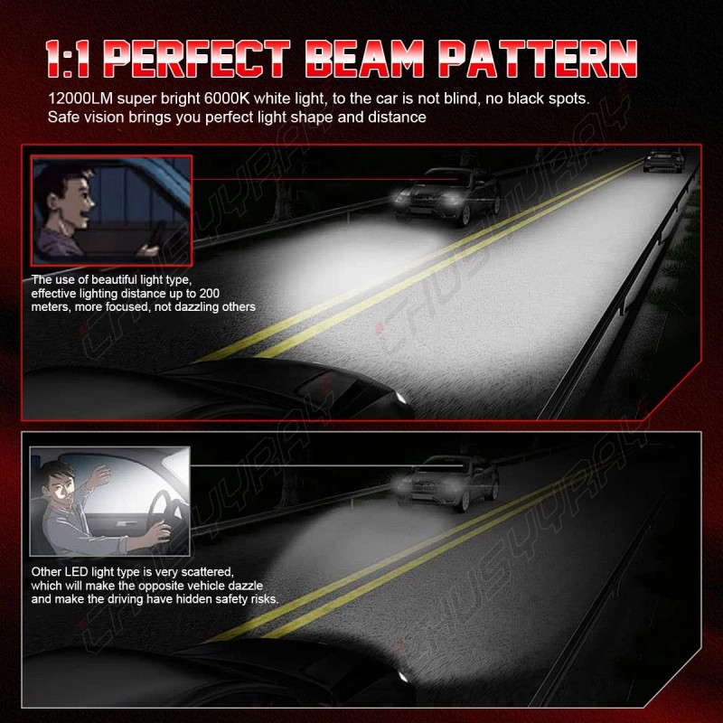 CHUSYYRAY For Chevy Impala 2006 2007 2008-2013 Combo 4X 6000K