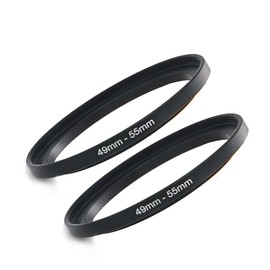 49mm-55mm Step Up Ring [49mm Lens to 55mm Filter], FANZR Camera Lens Filter Adapter Ring Lens, Premium Aluminum (2 Pack)