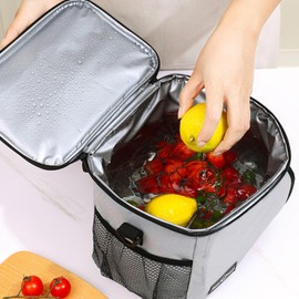 FAVORTALK Lunch Bag Grey Lunchbag Wide Open for Women Men Insulated Reusable Cool Bags Food Container with High Capacity for Work Travel Picnic Office Outdoor with Shoulder Strap - WCB41815