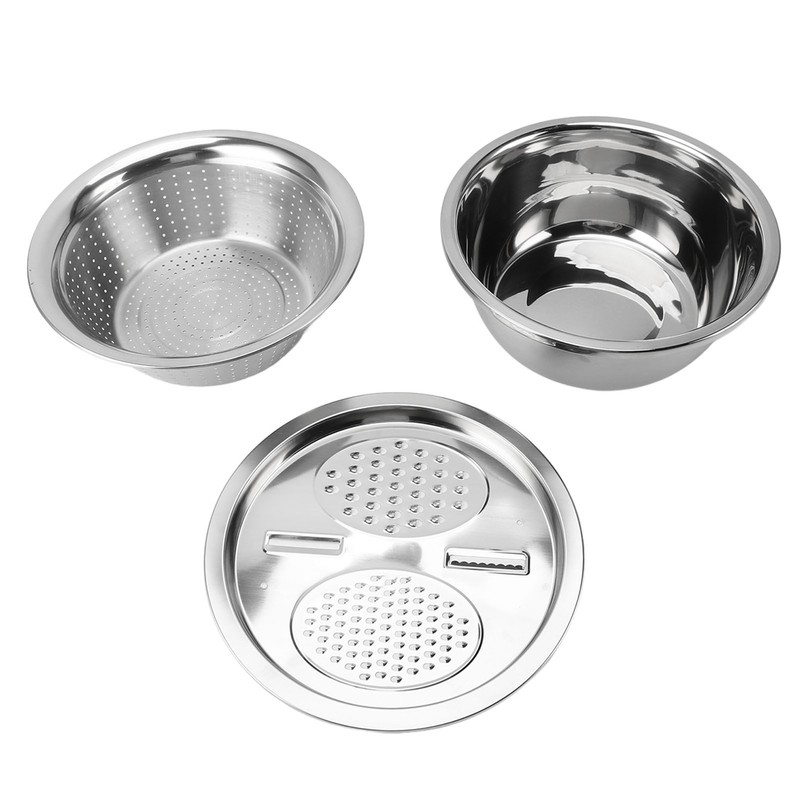 3 In 1 Colander Strainer Set Stainless Steel Rice Washing