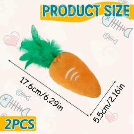 Andiker 2PCS Cat Chew Toys, Cute Carrot Shape Soft Cat Plush Toys with Skin-Friendly Plush Fabric Containing Catnip Entertaining Interactive Cat Toy for Indoor Cats and Kittens (Orange Carrot)
