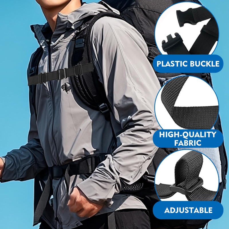 2 Pack Backpack Chest Strap, Adjustable Sternum Strap with Quick