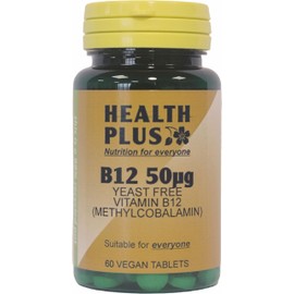 Health Plus B12 50µg : Yeast Free Vitamin B12 Supplement : 60 Tablets, in a Planet-Friendly 99% Recycled Pot