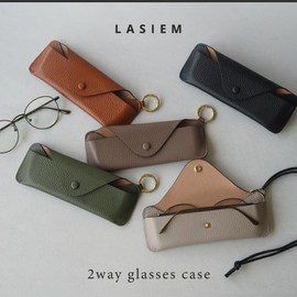LASIEM Women's Slim Leather Eyeglass Case, green