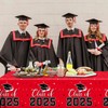 EYOBZOOQ Red Graduation Tablecloth Plastic 54"x108", 2Pcs Congrats Grad Tablecloth