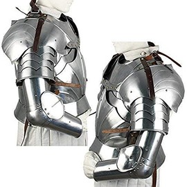 Medieval Knight Arms Armor Set | Battle Ready Arm Armor | 18-Gauge Steel | Adjustable Leather Straps | Handcrafted by Indian Artisans | for Reenactments & Cosplay | Large Size