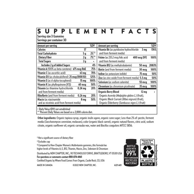 New Chapter Gomitas Multivitamínicas Bayas Mujeres +50 Sin Gluten
