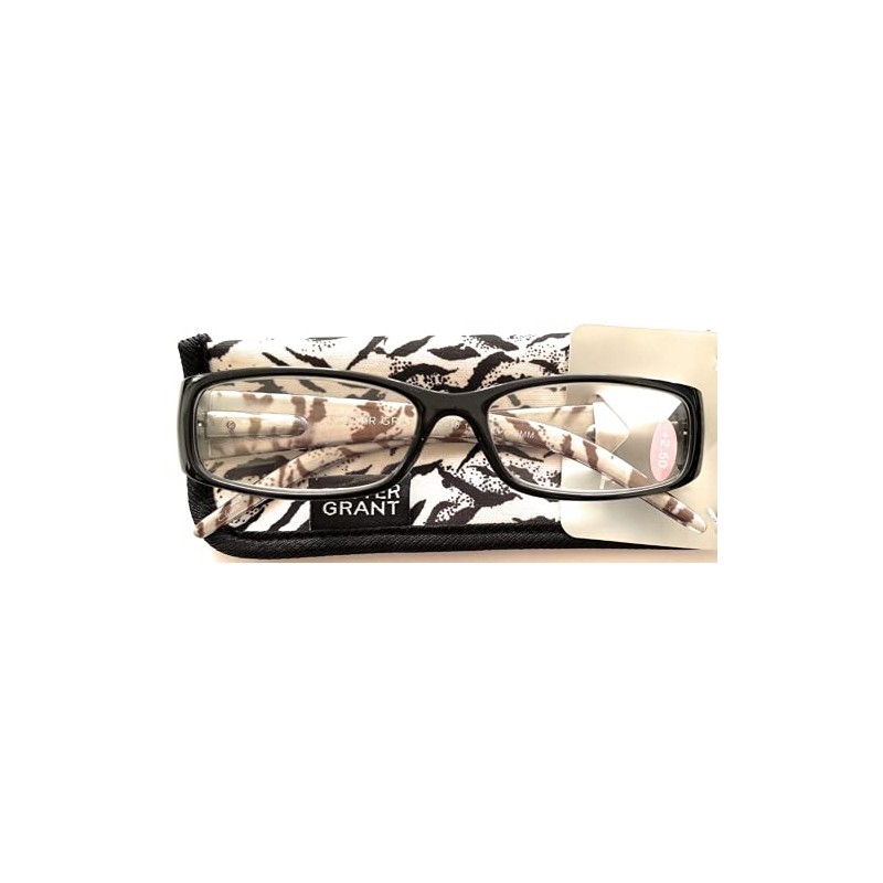 Foster Grant Jungle Zebra Reading Glasses with Case +2.00
