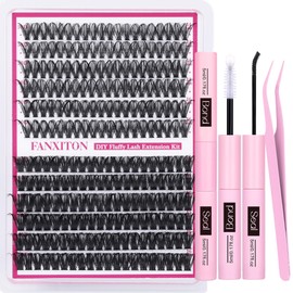 Cluster Lashes Volume Lash Clusters D Thick Eyelashes Extensions 14-16mm Mix 50D+80D Individual Lashes Thin Band Lash Bond and Seal Tweezers for DIY Lash Extension Beginners