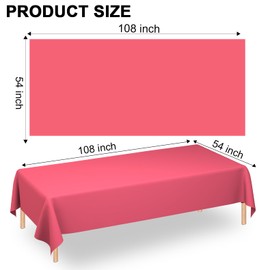 WNINK 4 Pack Red Tablecloths 54" x 108" Disposable Rectangular Plastic Table Covers for Baby Showers, Weddings, Birthdays, Parties