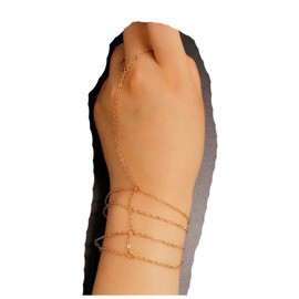 Yheakne Boho Finger Bracelet Gold Layered Chain Bracelet Ring Wrist Bracelet Vintage Hand Harness Chain Bracelet Jewelry for Women and Girls (Gold B)