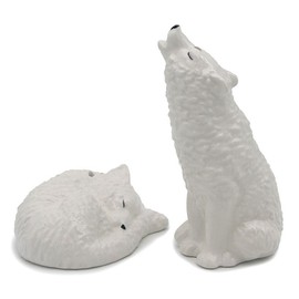 Generisch White Wolf Husky Polar Wolf Ceramic Salt and Pepper Shakers