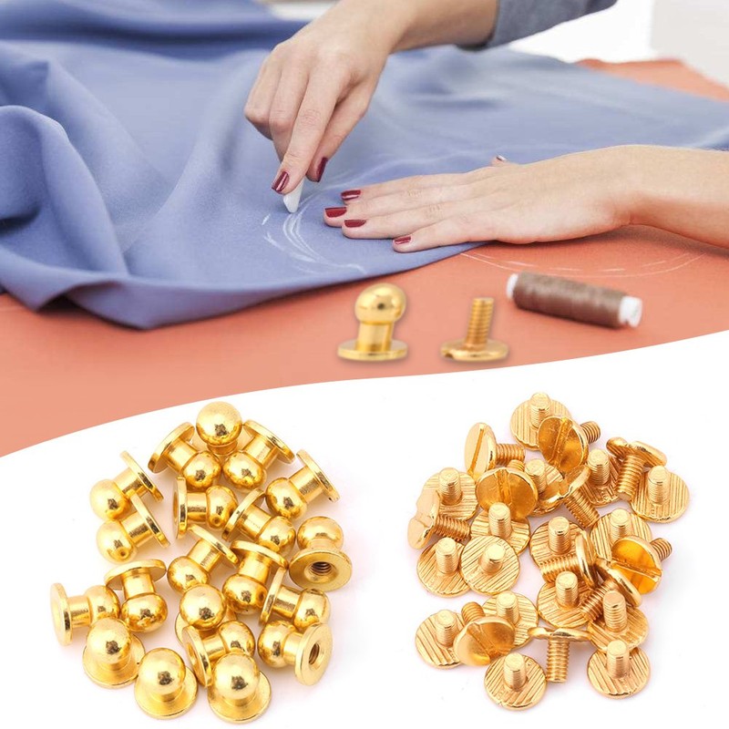 Button Rivets Screw Rivets, 20 Pieces Round Head Copper Rivets