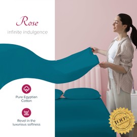 Carressa Linen 100% Egyptian Cotton Sheets Cal King Size - 1200 Thread Count Cal King Size Sheets Set Egyptian Cotton, 4 PC Luxury Bedsheet (Teal), Soft, Cooling, 17" Deep Pocket Sateen Bedsheet Set