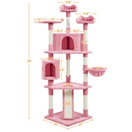 Topeakmart Large Cat Tree Multilevel Cat Tower for Indoor Cats with Scratching Posts, Condo Cat Furniture Activity Center Cat Play House