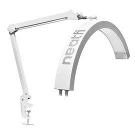 Neatfi Half Moon LED Table Lamp for Estheticians, Nail Tech, and Cosmetician for Manicure Art, Facial, Waxing, Threading and Tattoo, 2500 Lumens, 5 Light Modes (with Clamp, White)