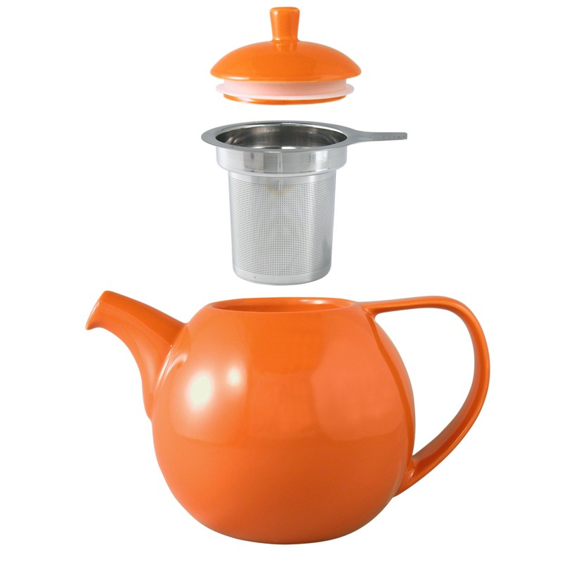FORLIFE Curve Teapot with Infuser, 45-Ounce, Carrot