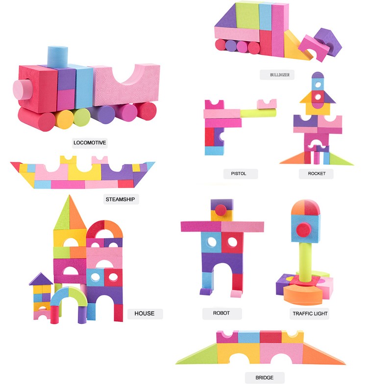 50pcs Random EVA Foam Building Blocks Soft Construction Toys Early