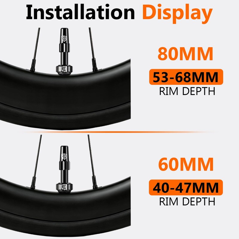 RACEDUEL Tubeless Valve Stems Presta Valves Stem Aluminum 44MM/60MM/80MM