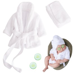 Jastore Newborn Photography Props Bathrobe Outfits Girl Baby Photo Prop Outfit Bathrobe Baby Photoshoot Props Robe (White, 1-3 Months)